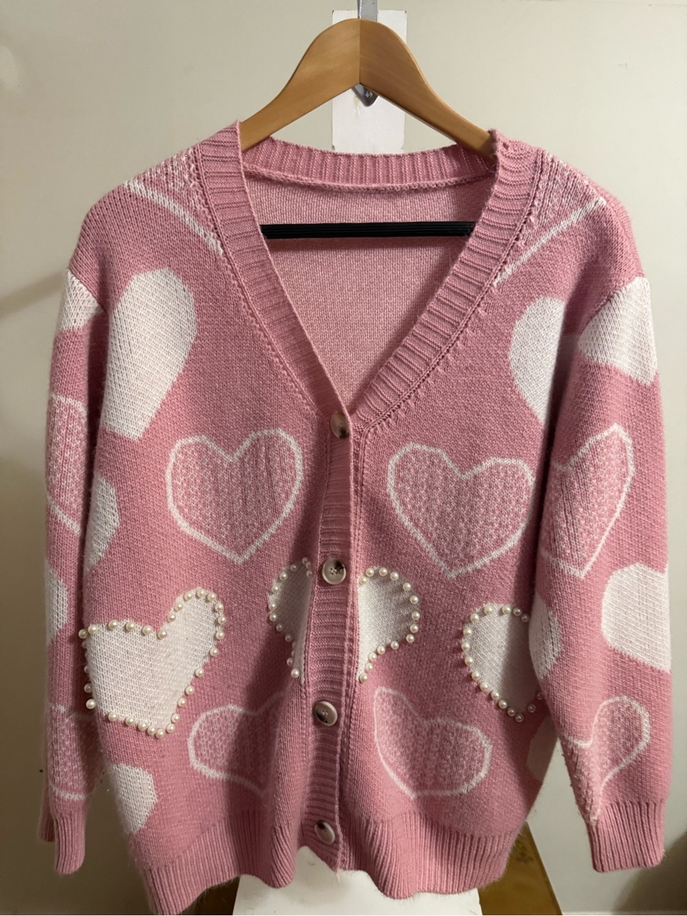 Pink Pearl Hearts Cardigan